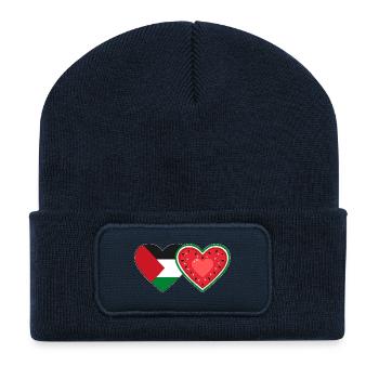Palästina Wassermelone Flagge Herz - Recycelte Patch Beanie - French Navy - Vorne