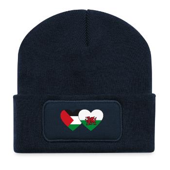 Palästina Wales Flagge Herz - Recycelte Patch Beanie - French Navy - Vorne