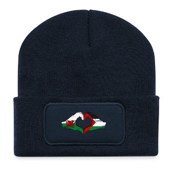 Wales Palestine Flag Hand Shape Heart Shape Used - Recycled Patch Beanie - french navy - Front