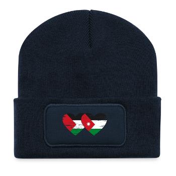 Palestine Jordan flag heart used - Recycled Patch Beanie - french navy - Front