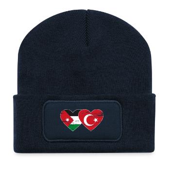 Jordanien Türkei Flagge Herz used - Recycelte Patch Beanie - French Navy - Vorne