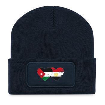 Jordan Egypt Flag Heart Used - Recycled Patch Beanie - french navy - Front