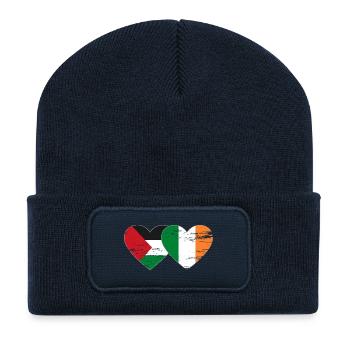 Palästina Irland Flagge Herz used - Recycelte Patch Beanie - French Navy - Vorne