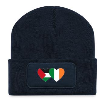 Palästina Irland Flagge Herz - Recycelte Patch Beanie - French Navy - Vorne
