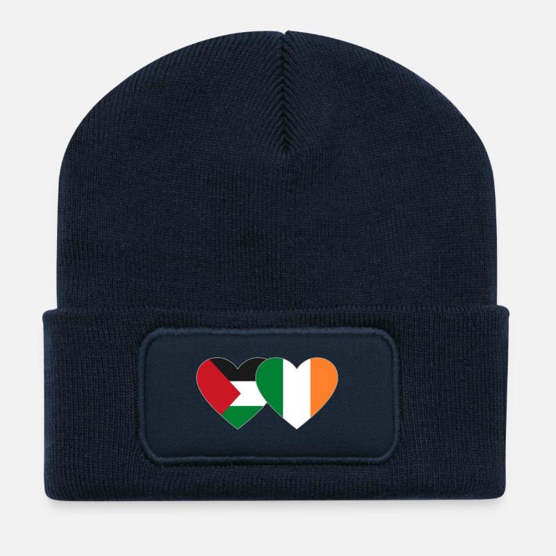 Palästina Irland Flagge Herz - Recycelte Patch Beanie - French Navy