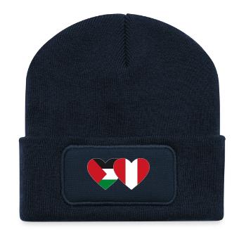 Palestine Pérou Drapeau Coeur - Beanie recyclé à patch - bleu marine - Devant