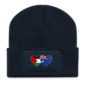 Palestine Australia Flag Heart - Recycled Patch Beanie - french navy - Front