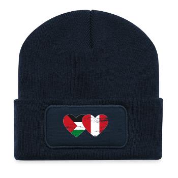 Drapeau de la Palestine Pérou coeur utilisé - Beanie recyclé à patch - bleu marine - Devant