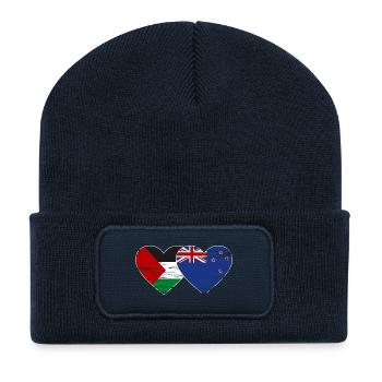 Drapeau de la Palestine Nouvelle-Zélande coeur utilisé - Beanie recyclé à patch - bleu marine - Devant