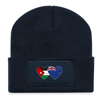 Jordanie Nouvelle-Zélande Drapeau Coeur Utilisé - Beanie recyclé à patch - bleu marine - Devant