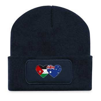 Jordanien Australien Flagge Herz used - Recycelte Patch Beanie - French Navy - Vorne