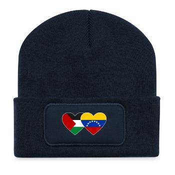Palestine Venezuela Drapeau Coeur - Beanie recyclé à patch - bleu marine - Devant