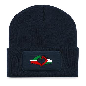 Tatarstan Palestine Flag Hands Heart Shape - Recycled Patch Beanie - french navy - Front