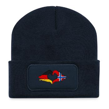 Germany Norway Flag Hands Heart Shape Used - Recycled Patch Beanie - french navy - Front