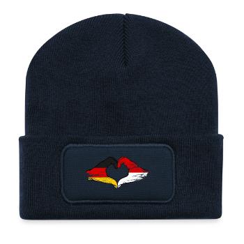 Allemagne Monaco Drapeau Main Forme Coeur Utilisé - Beanie recyclé à patch - bleu marine - Devant