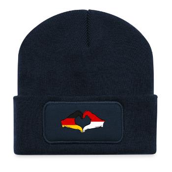 Deutschland Monaco Flagge Haende Herzform - Recycelte Patch Beanie - French Navy - Vorne