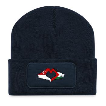 Singapur Palaestina Flagge Hände Herzform used - Recycelte Patch Beanie - French Navy - Vorne