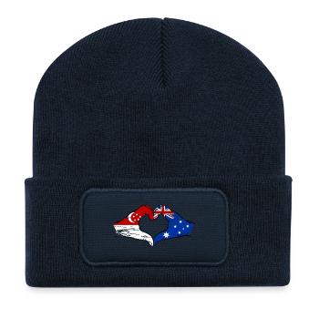 Singapore Australia Flag Hands Heart Shape Used - Recycled Patch Beanie - french navy - Front