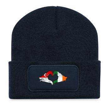 Singapur Irland Flagge Hände Herzform used - Recycelte Patch Beanie - French Navy - Vorne