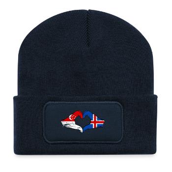 Singapur Island Flagge Hände Herzform used - Recycelte Patch Beanie - French Navy - Vorne