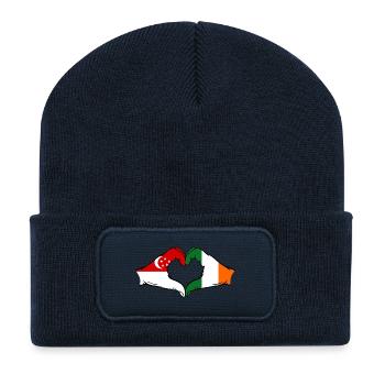 Singapur Irland Flagge Hände Herzform - Recycelte Patch Beanie - French Navy - Vorne