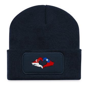 Singapur Taiwan Hände Herzform used - Recycelte Patch Beanie - French Navy - Vorne