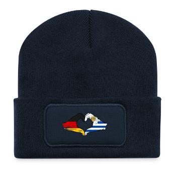 Germany Uruguay Flag Hands Heart Shape Used - Recycled Patch Beanie - french navy - Front
