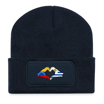 Venezuela Uruguay Flag Hands Heart Shape - Recycled Patch Beanie - french navy - Front