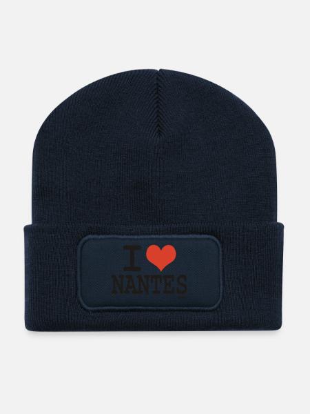 i love Nantes - couleurs personnalisables - Beanie recyclé à patch - bleu marine