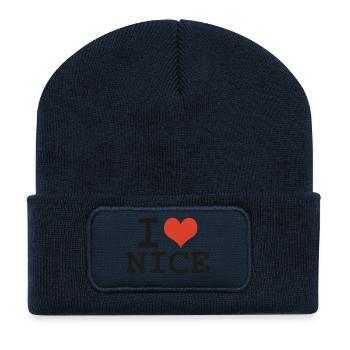 i love Nice - couleurs personnalisables - Beanie recyclé à patch - bleu marine - Devant