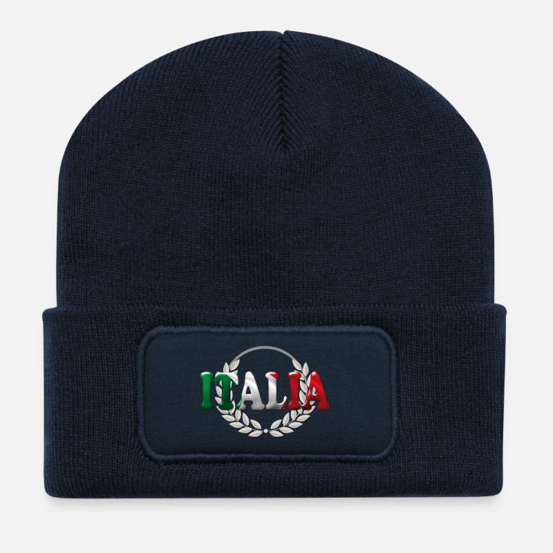 lauriers d'Italie2 - Beanie recyclé à patch - bleu marine