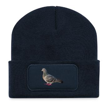 Prachtvolles Taubenporträt Farbenspiel - Recycelte Patch Beanie - French Navy - Vorne