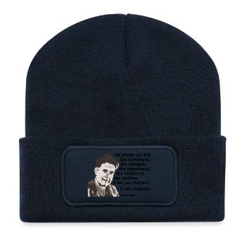 George ORWELL - un Peuple qui... - Beanie recyclé à patch - bleu marine - Devant