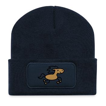 Horse jump - Recycled Patch Beanie - french navy - Front