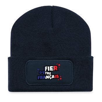 fier d'être francais - Beanie recyclé à patch - bleu marine - Devant