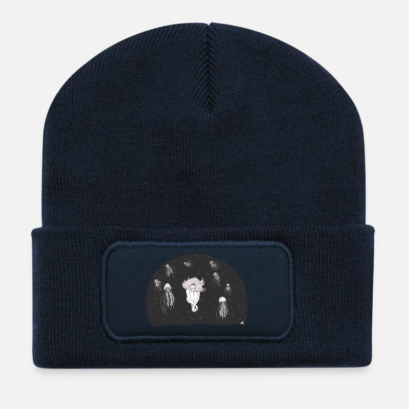 in the depth of thoughts. - Recycled Patch Beanie - french navy