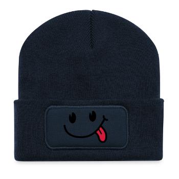 Smiley - Recycelte Patch Beanie - French Navy - Vorne