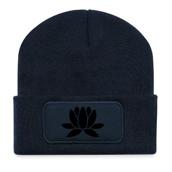 fleur de lotus - Beanie recyclé à patch - bleu marine - Devant