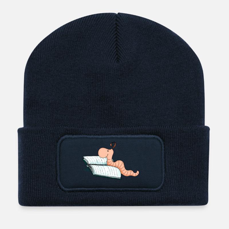 Bookworm Willi - Beanie recyclé à patch - bleu marine