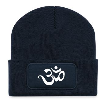 Om Sanskrit Yoga Indien - Recycelte Patch Beanie - French Navy - Vorne