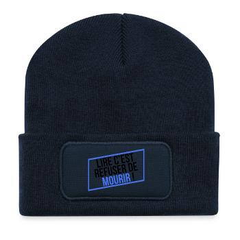 LIRE C'EST REFUSER DE MOURIR ! - Beanie recyclé à patch - bleu marine - Devant