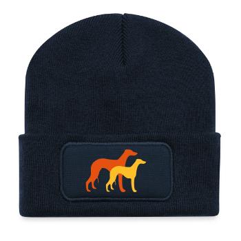 2 whippets 2 couleurs - Beanie recyclé à patch - bleu marine - Devant