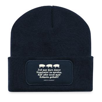 Ich war kurz davor Vegetarier zu werden, hab' aber - Recycelte Patch Beanie - French Navy - Vorne