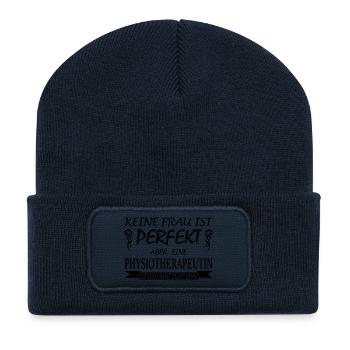 Physiotherapeutin-keine Frau ist perfekt - Recycelte Patch Beanie - French Navy - Vorne