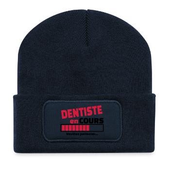 dentiste en cours - Beanie recyclé à patch - bleu marine - Devant