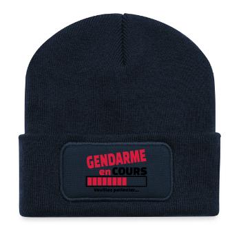 gendarme en cours - Beanie recyclé à patch - bleu marine - Devant