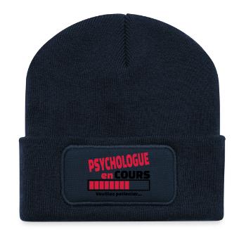 psychologue en cours - Beanie recyclé à patch - bleu marine - Devant