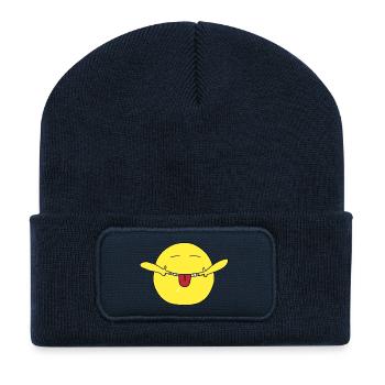 smiley zeigt zunge - Recycelte Patch Beanie - French Navy - Vorne