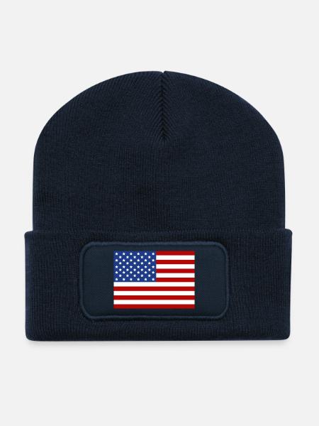 usa - Beanie recyclé à patch - bleu marine