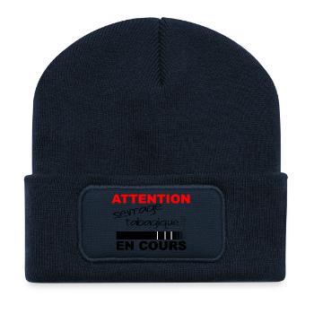 Sevrage tabagique - Beanie recyclé à patch - bleu marine - Devant